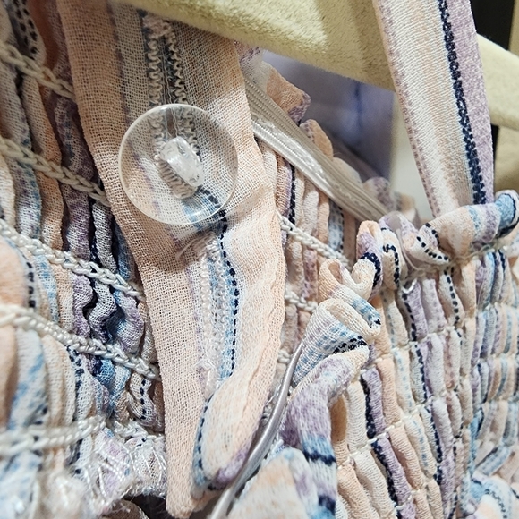 Lily Rose Hi low off shoulder pastel stripe Midi dress Size M - Picture 8 of 10